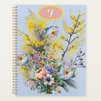 Cottagecore Watercolor Spring Flowers Bouquet Planner