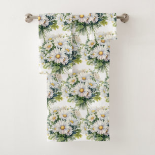Cottagecore White Daisies Daisy Floral Towel Set