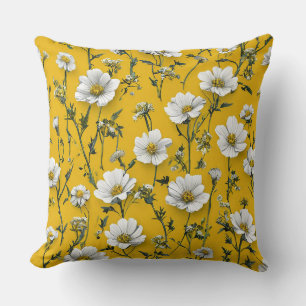 Cottagecore White flowers Soft Bedroom Accent Cushion