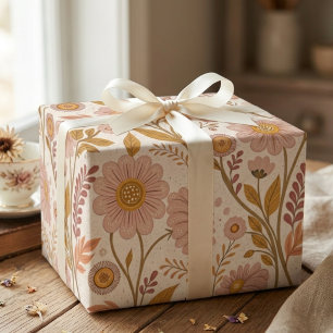 Cottagecore Wildflower Birthday Floral Mum Wrapping Paper