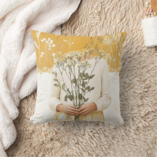 Cottagecore Wildflower Bouquet Portrait Cushion