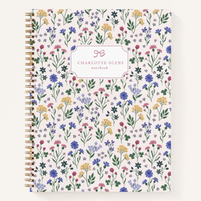 Cottagecore Wildflower Bow Notebook (Front)