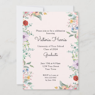 Cottagecore Wildflower Garden Graduation Party Invitation