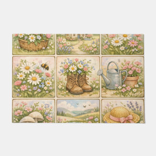 Cottagecore Wildflower Garden Patchwork Doormat