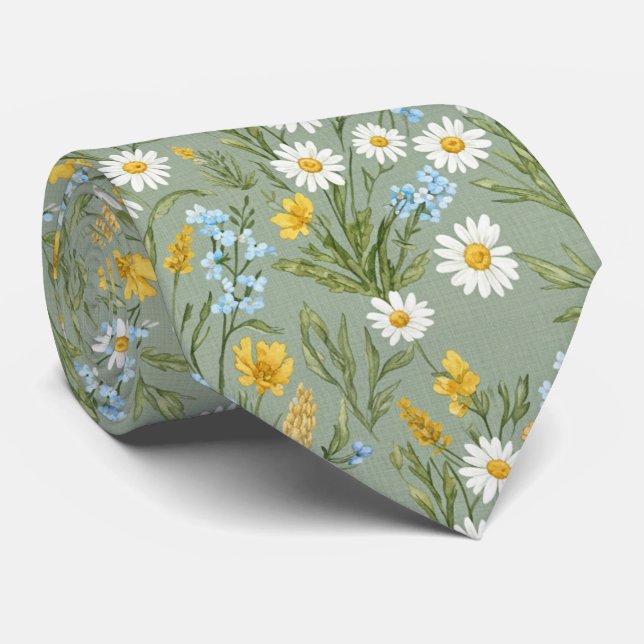 Cottagecore Wildflower Meadow  Tie (Rolled)