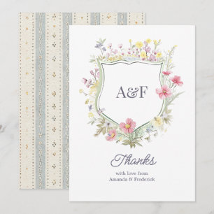 Cottagecore Wildflower Romantic Garden Monogram Thank You Card