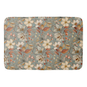 Cottagecore Wildflower Watercolor Vintage Pattern Bath Mat