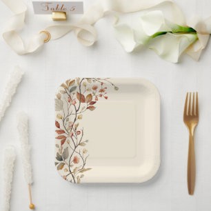 Cottagecore Wildflower Watercolor Vintage Pattern Paper Plate