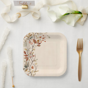 Cottagecore Wildflower Watercolor Vintage Pattern Paper Plate