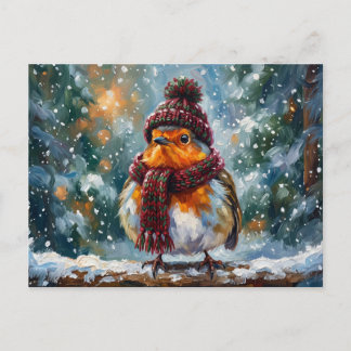 Cottagecore Winter Robin Bird Yule Holiday Postcard