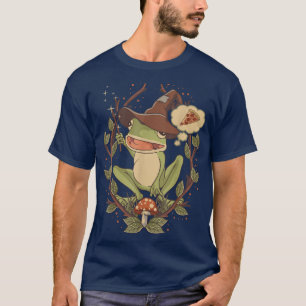 Cottagecore Wizard Frog Summoning Pizza Lover Mush T-Shirt