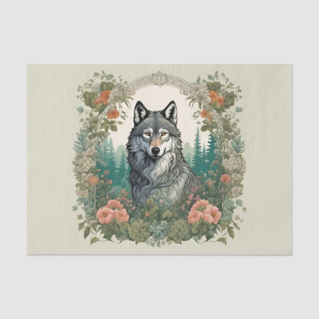 Cottagecore Wolf Decoupage Tissue Paper (Front)