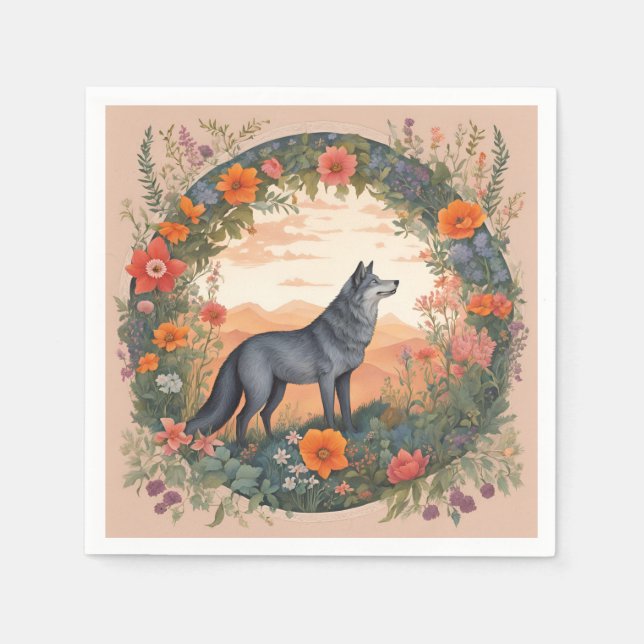 Cottagecore Wolf Napkin (Front)