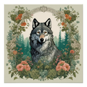 Cottagecore Wolf Poster