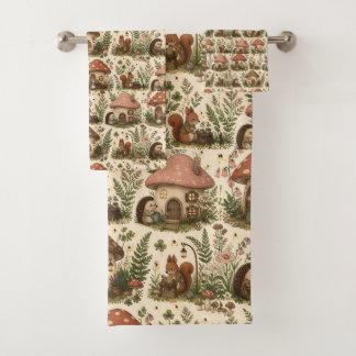 Cottagecore Woodland Animal Bath Towel Set