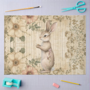 Cottagecore Woodland Rabbit Floral Collage Tissue Paper