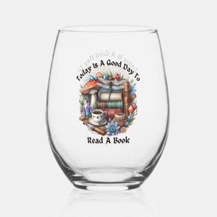 Cottagecore Woodlands Books, Dragonfly Stemless Wine Glass
