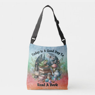 Cottagecore, Woodlands Frog, Books, Crossbody Bag