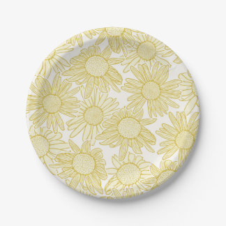 Cottagecore Yellow Daisy Flowers Paper Plate