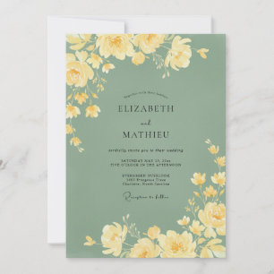 Cottagecore Yellow Peony Wedding Invitation