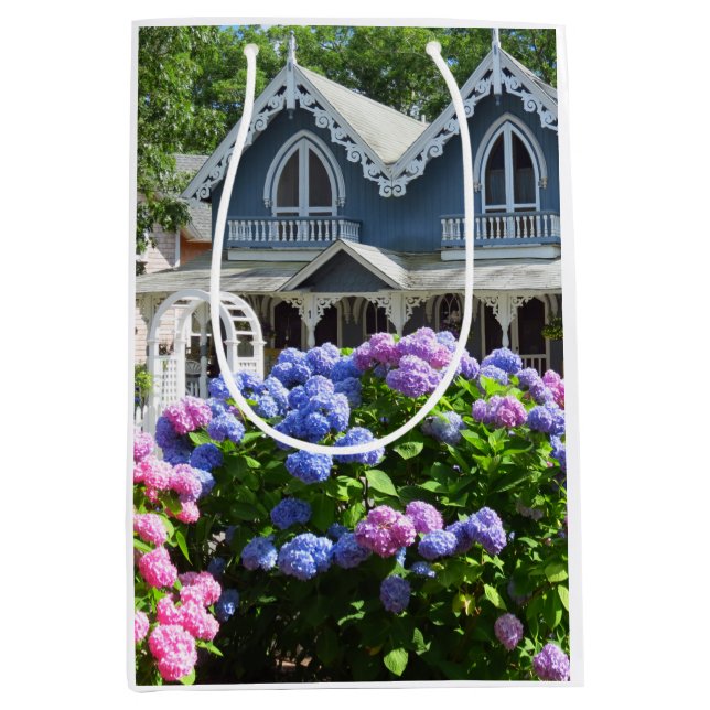 Cottages and Hydrangeas - Martha's Vineyard Medium Gift Bag (Front)