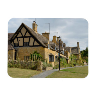 Cottages in Broadway, Cotswolds rectangle magnet