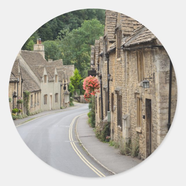 Cottages in Castle Combe, UK round sticker (Front)