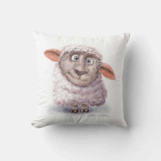 Cotton Ball Sheep Cartoon Cushion (Front)
