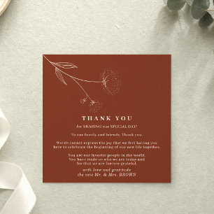Cotton Boho Terracotta Indie modern thank you Invitation