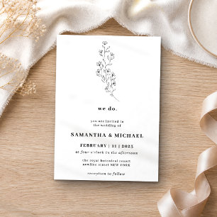 Cotton Boho White Clear Botanical we do Invitation