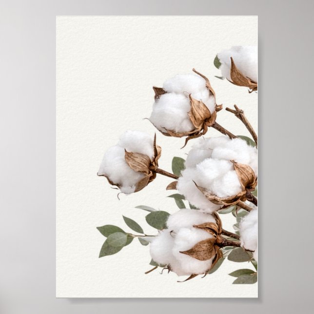 Cotton Botanical Wall Art Neutral Farmhouse Print (Front)