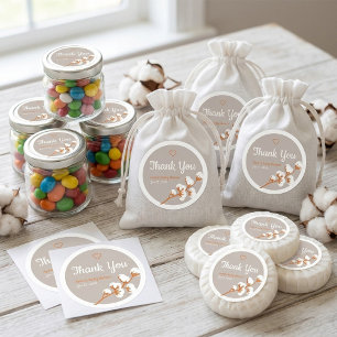 Cotton Branch Baby Shower  Classic Round Sticker