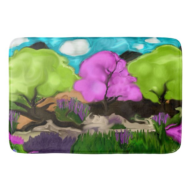 Cotton Candy Abstract Art Bath Mat (Front)