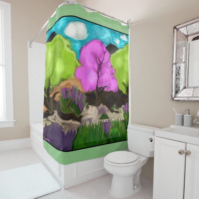 Cotton Candy Abstract Art Shower Curtain (In Situ)