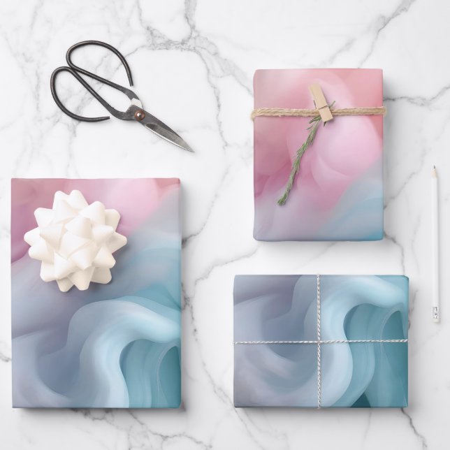 Cotton Candy Abstract Wrapping Paper Sheet (Front)