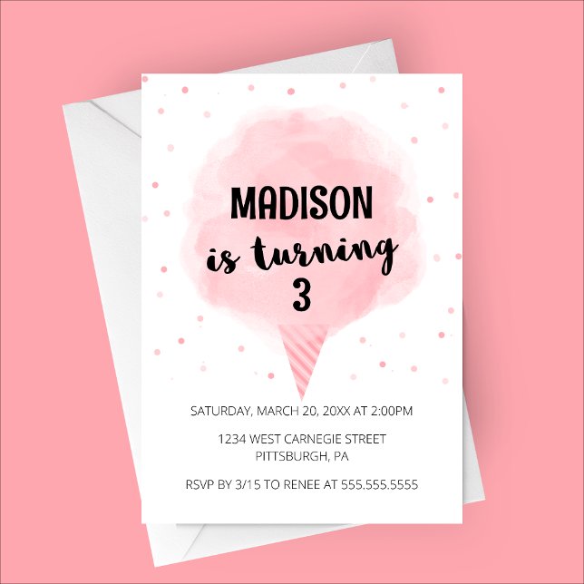 Cotton Candy Birthday Party Invitation (Cotton Candy Birthday Party Invitation | Summer Birthday | Carnival Themed Birthday)