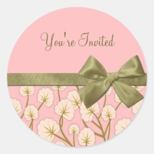 Cotton Candy Bouquet Party Invitation Classic Round Sticker