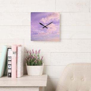 Cotton Candy Caribbean Clouds 1 Square Wall Clock