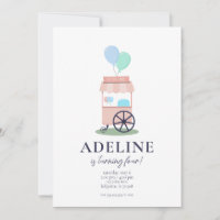 Cotton Candy Cart Birthday Party Invitation