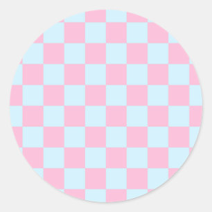 Cotton Candy Chequerboard Classic Round Sticker