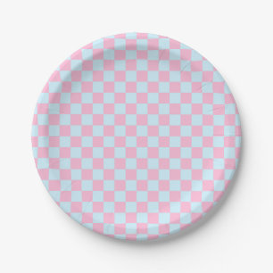 Cotton Candy Chequerboard Paper Plate