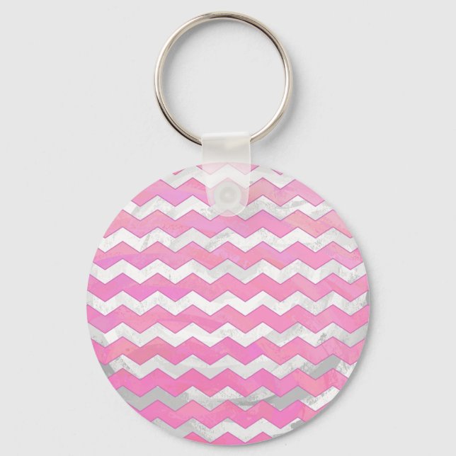 Cotton Candy Chevon Pattern Key Ring (Front)