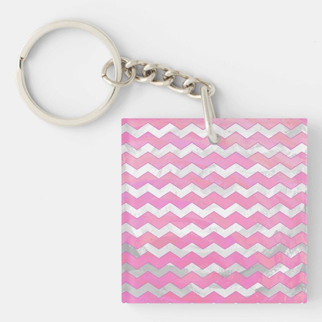 Cotton Candy Chevon Pattern Key Ring (Front)