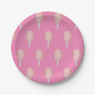 Cotton Candy Circus Carnival Pink Party Paper Plate