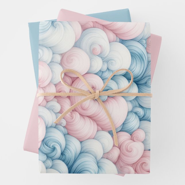 Cotton Candy Clouds Wrapping Paper Sheet (In situ)