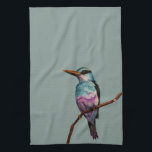Cotton Candy Colour Bird Painting Tea Towel<br><div class="desc">This is a watercolor painting of a bird in cotton candy colours. It is perched on a branch.</div>