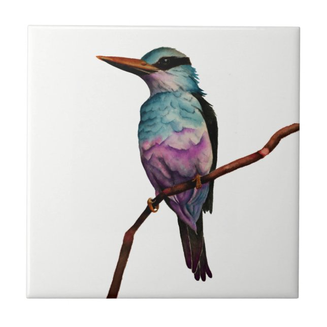 Cotton Candy Colour Bird Painting Tile (Front)