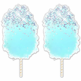 Cotton candy cute blue and silver glitter 