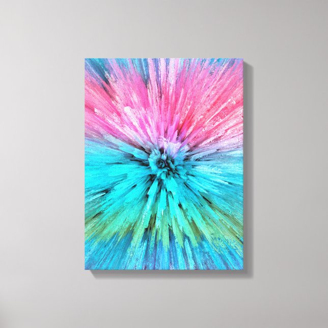 Cotton Candy Energy Burst Fractal Art Canvas Print (Front)