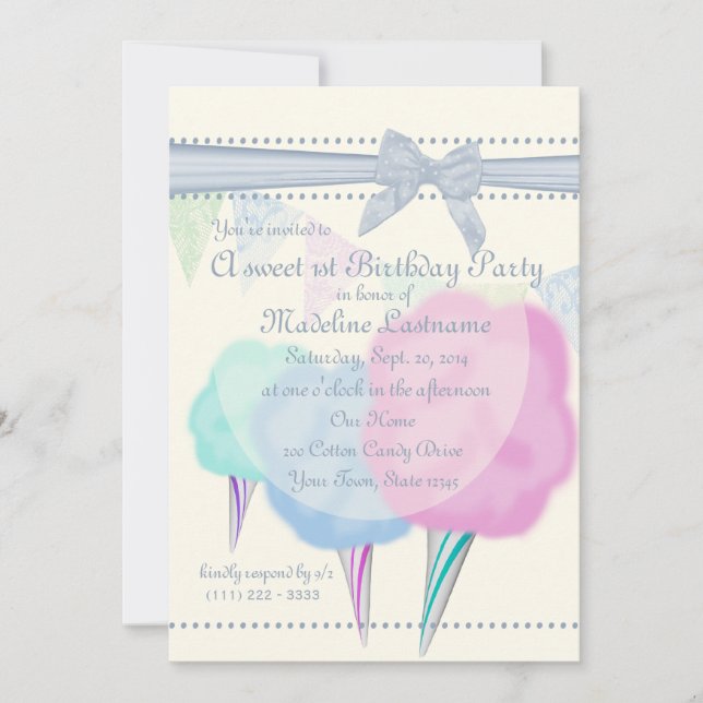 Cotton Candy Fair Birthday Invitation (Front)